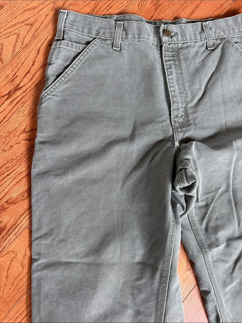 Carhartt Men's Green Work Pants - Durable Canvas Carpenter Trousers